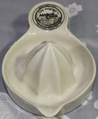 Alternate view of small Mason Cash ceramic tab handle juicer