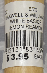 The label on a Maxwell & Williams White Basics Lemon Reamer