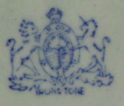 Basemark on a blue & white chintz calico ironstone juicer