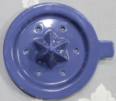 The reamer for a Katie Alice blue and white Lemon Juicer