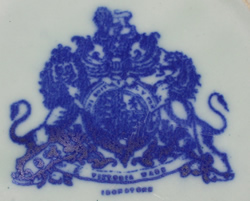 Basemark on a Victoria Ware blue and white ceramic juicer