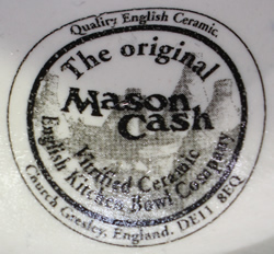 Base stamp on blue & white Mason Cash juicer
