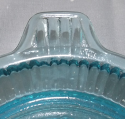 Tab handle on a 3rd type of Chinese blue glass ribbed juicer
