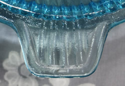 Tab handle on a Wheel&Barrow Chinese blue glass ribbed juicer