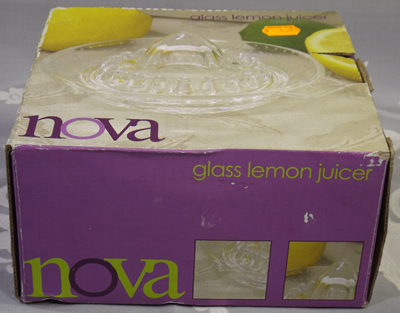 Nova hobnail clear glass lemon juicer box