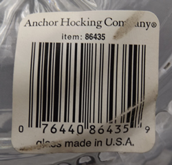 Anchor Hocking ribbed glass juicer sticker