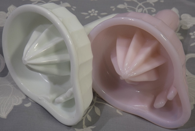Mosser Tuscan glass compared with white milk glass