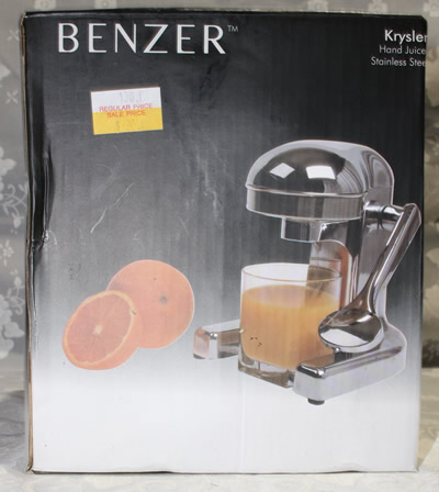 The box for a Stainless steel Benzer Krysler lever squeezer juicer