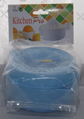 Wrapped blue plastic 2 piece juicer