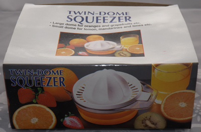 White & clear plastic reversed juicer box