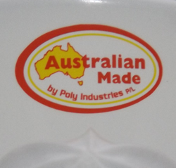 Poly Australia white saucer shape plastic juicer label