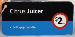Label Grey 'Coles' Soft grip handle "Citrus Juicer"