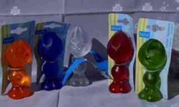 5 transparent colours of Koziol plastic juicers