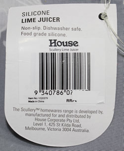 The label on a House Silicone Lime juicer