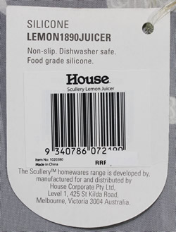 The label on a House Silicone Lemon juicer