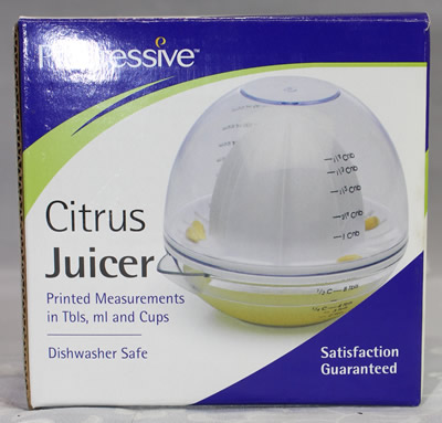 The box for a Progressive 3 piece plastic juicer set