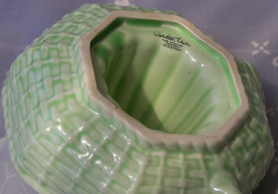 Base Very pale green Carlton Ware basket weave juicer