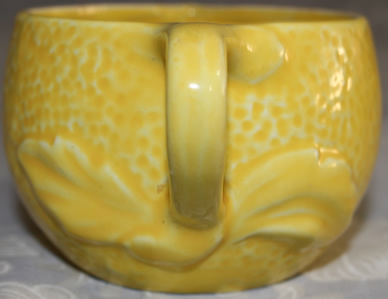 Leaves under handle of  yellow jug Mimosa juicer