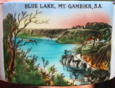 he panoramic scene on a Mount Gambia souvenir juicer 