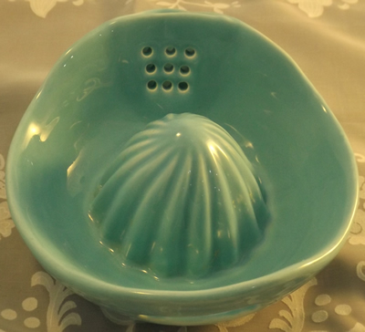Top view Fiesta ware turquoise juicer