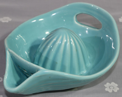 Top view Fiesta ware turquoise juicer
