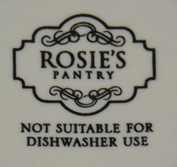 Rosie's Pantry floral pattern on white juicer base mark