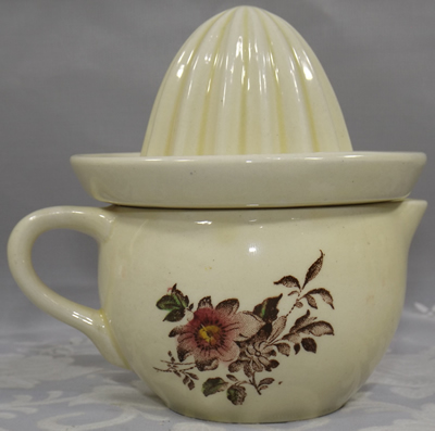 Maroon flowers on cream Royal Crownford juicer back
