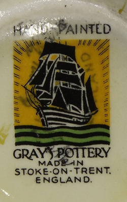 Double base marked on Gray's Pottery checked juicer