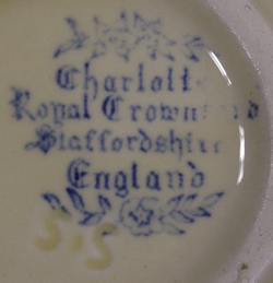Basemark on Blue flowers on cream Royal Crownford juicer