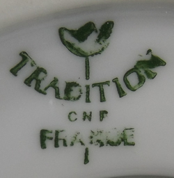Base mark on Small white saucer Tradition CNP juicer 