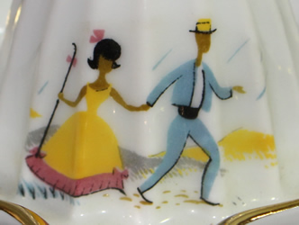 LML arrow and anchor Berry & Limoges basemark on Colourful couple holding hands on a small 