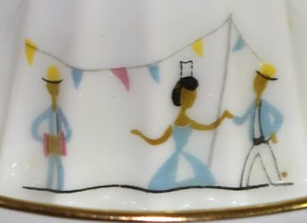 LML arrow and anchor Berry & Limoges basemark on Colourful couple holding hands on a small 