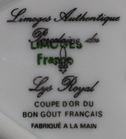 The basemark on a girl on a Lys Royal saucer shape juicer