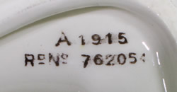 The registered design number on a Crown Ducal Poppy pattern juicer