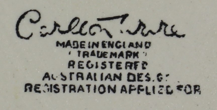 The basemark on a yellow Carlton Ware flower basket pattern juicer jug