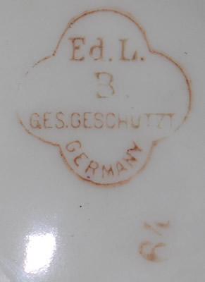 The Ed. L. B SES GESCHÜTZT GERMANY basemark on a 3 rose version shades of pink roses on 2 piece juicer
