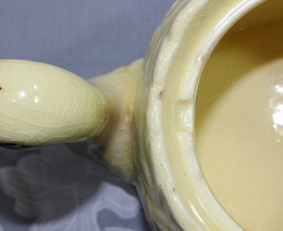 The slot in a Marutomo green bottom ceramic swan juicer 