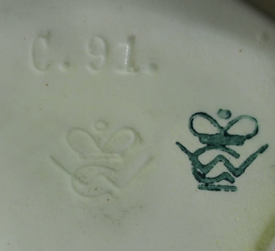 Impressed and printed basemarks on a Goebel C.91 chicken 2 piece juicer