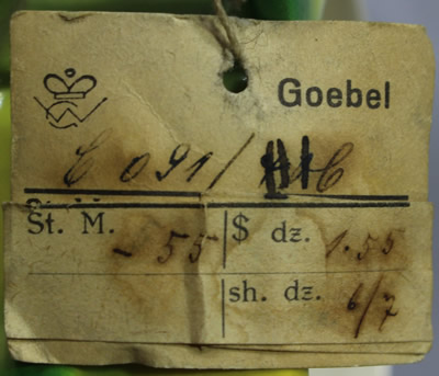 The wholesale price label on a Goebel C.91. chicken 2 piece juicer