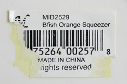 Base sticker on an orange with white stripes blowfish juicer
