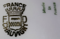Basemark on a pig and a bird on a F.D Chauvigny porcelain juicer