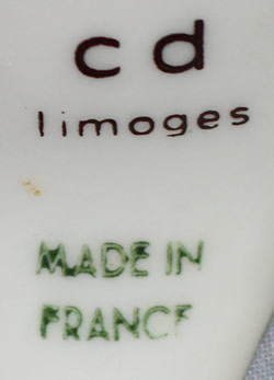 Base mark on Limoges blue dress juicer