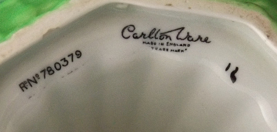 Carlton Ware basemark (backstamp) Eg. 1 including registration number