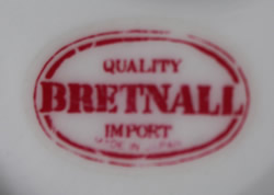 Bretnall sticker on an elongated bowl Japanese white porcelain juicer 