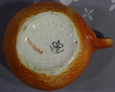 Bottom view of Goebel "C.55.2" orange 'peel' juicer showing basemarks