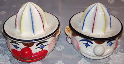 Red and white lip clown juicers