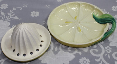 The 2 parts of a Carlton Ware grapefruit plate with juicer
