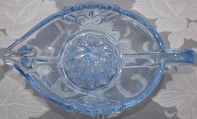 Blue Stolzle of Czechoslovakia juicer top view