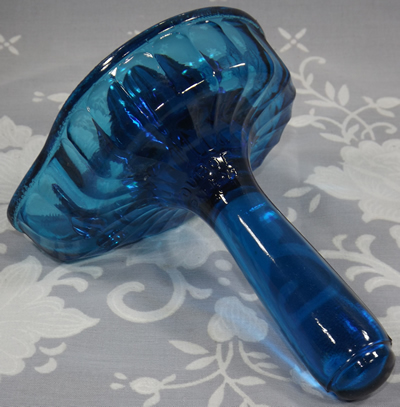 Embossed Duboe Patent on blue glass juicer