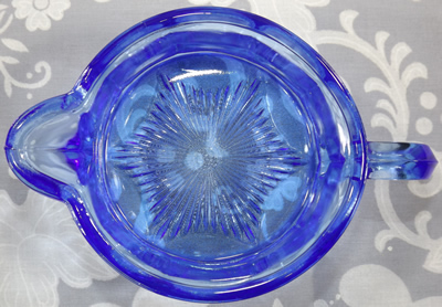 Base of blue glass Edna Barnes 2 piece juicer